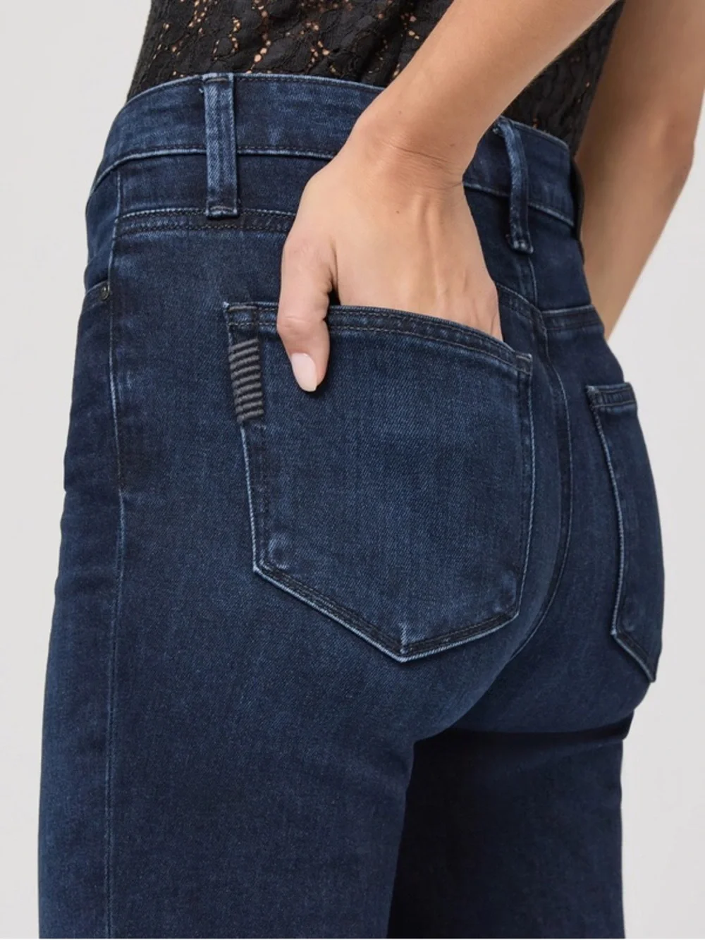 PAIGE High Rise Bell Canhon Dark Blue Flare Jeans 29